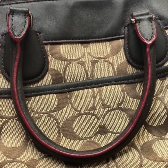 Brown leather trim Coach purse - Picture 7 of 7